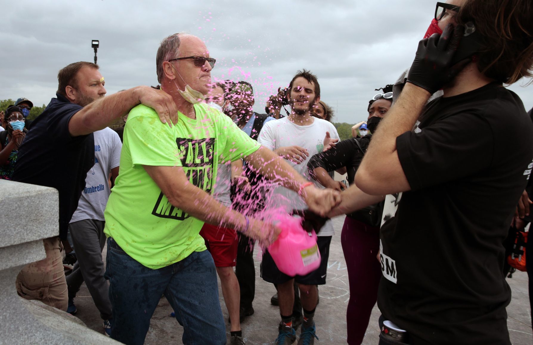 Protest over statue of St. Louis' namesake